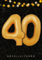 Verjaardagskaart leeftijden 40 ballonletters