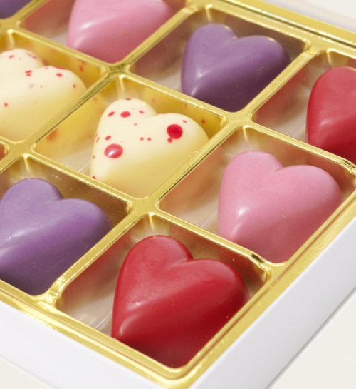 Chocolade Hartjes Pralines met Aardbei en Vanille