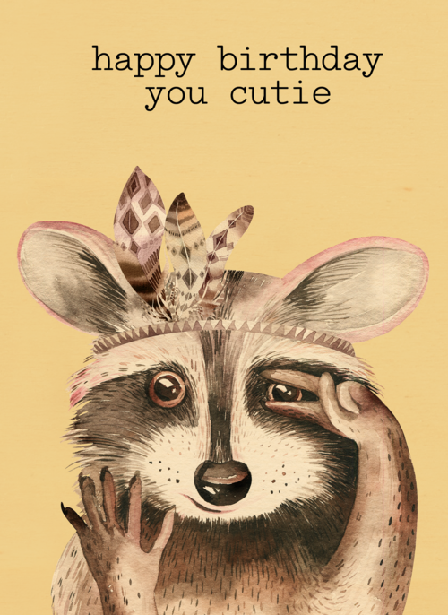 verjaardag kaart hip happy birthday to you cutie wasbeer