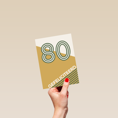 verjaardagskaart 80 op bruine achtergrond