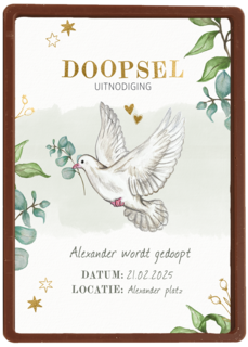 Doopsel uitnodiging duif groen