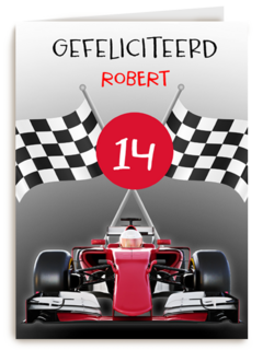 Verjaardagskaart raceauto