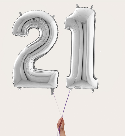 Cijferballon 21 Jaar Zilver