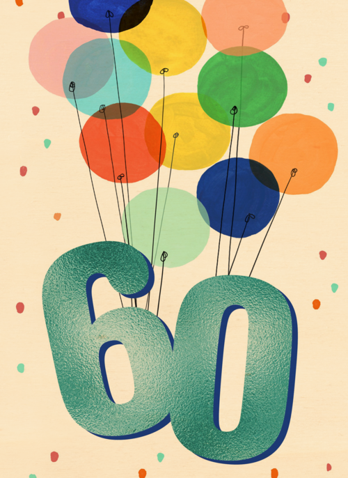 Verjaardagskaart 60 met ballonnen