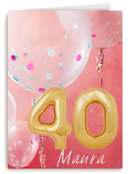 verjaardag kaart leeftijden 40 vrouw ballonnen