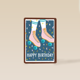 verjaardagskaart hip happy rollerskates birthday