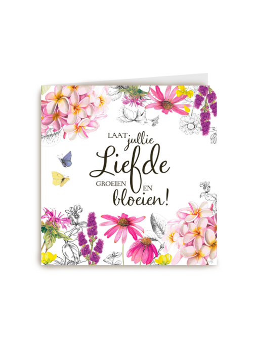 Kaart flowers by Marjolein Bastin Laat jullie liefde groeien