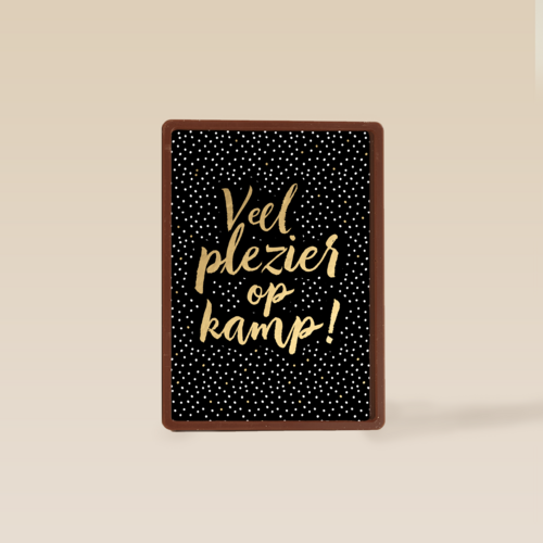 op kamp kaart zwart goud veel plezier op kamp