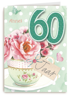 verjaardag leeftijden kopje bloemen 60