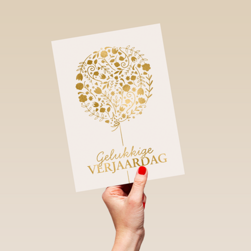 Gouden ballon met Gelukkige verjaardag