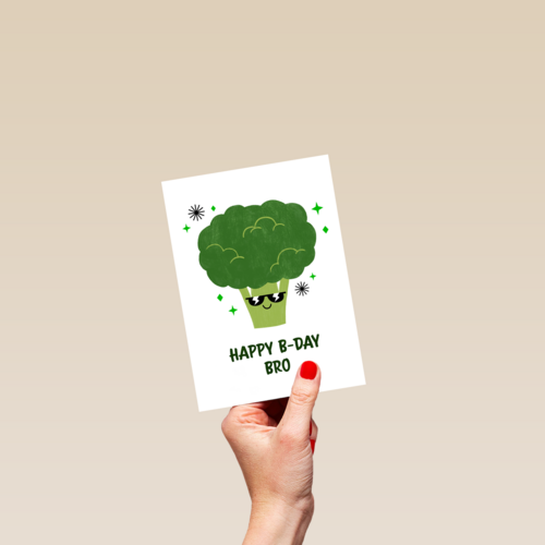 verjaardagskaart met broccoli