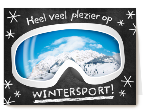 schoolbord heel veel plezier op wintersport