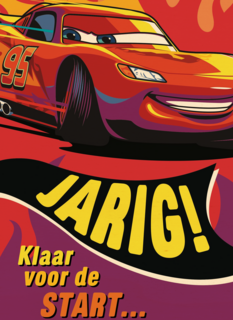 disney cars kaart met de tekst jarig klaar voor de start