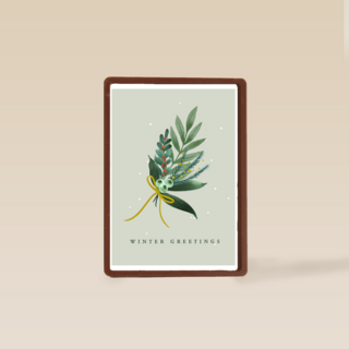 Kerstkaart klassiek tak met winter greetings