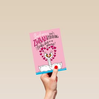 trouwkaart een zwaanzinnig leuke dag gewenst