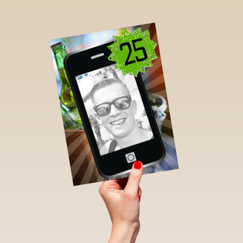 fotokaart telefoon 25 jaar geworden