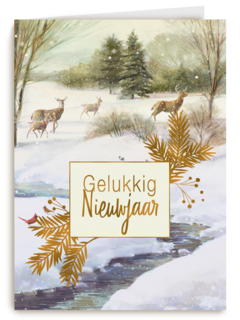 nieuwjaarskaart klassiek gelukkig nieuwjaar herten