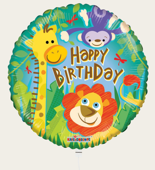 Ballon Happy Birthday Jungle Dieren Multi