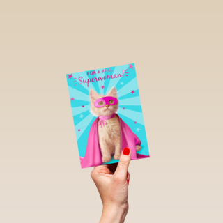 moederdag kaart grappig for a real superwoman kat