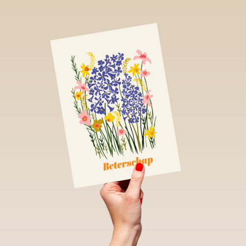 Beterschapskaart klassiek met bloemen