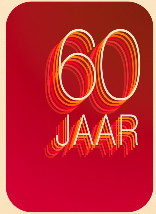 Verjaardagskaart 60 jaar rood