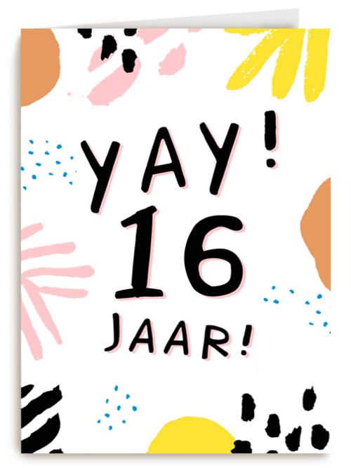 Verjaardagskaart Tiener jongen meisje 16 jaar yay