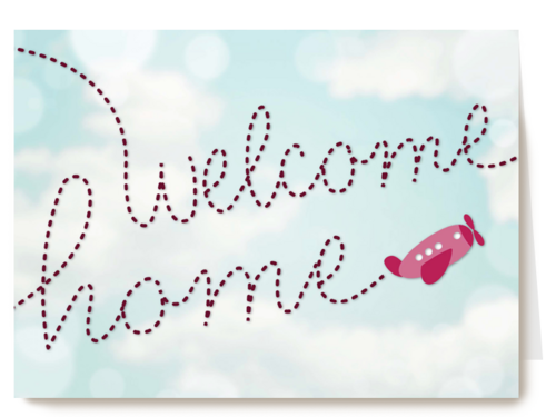 roze vliegtuigje welcome home