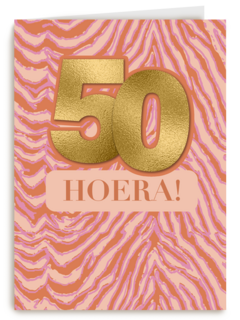 Verjaardagskaart 50 zebrapatroon