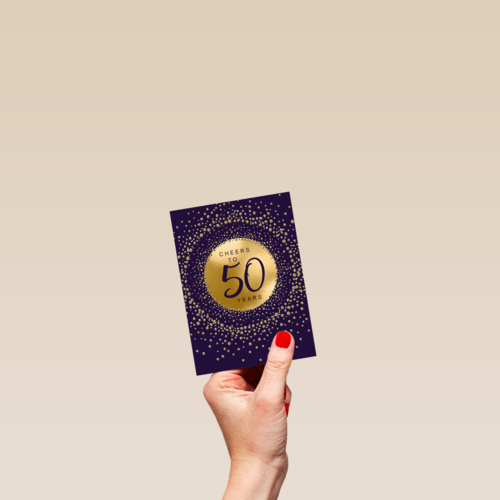 Verjaardagskaart leeftijden Man vrouw Cheers to 50 years