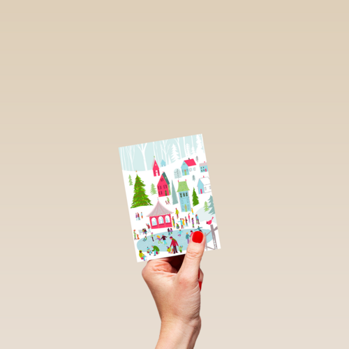 Kinderpostzegels ijsbaan dorp