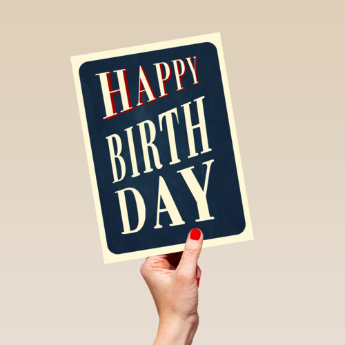 Verjaardagskaart happy birthday blauw