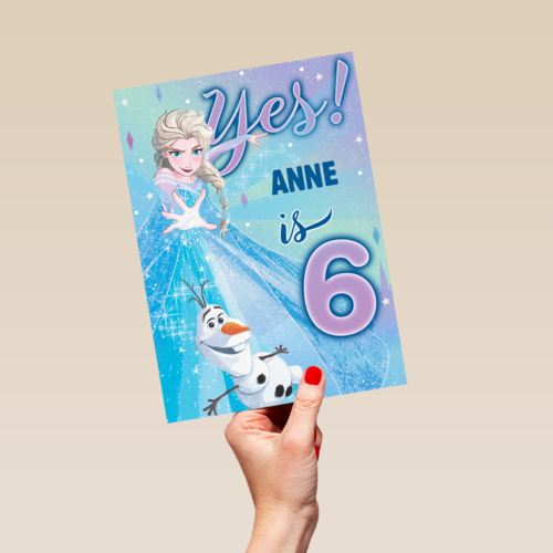 Frozen verjaardagskaart 6 jaar Elsa Olaf