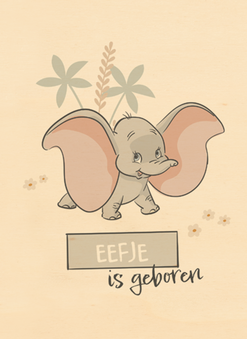 Baby is geboren Disney kaart met Dumbo