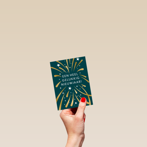 een heel gelukkig nieuwjaar met gouen vuurwerk