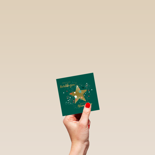 Kerstkaart groen gouden ster