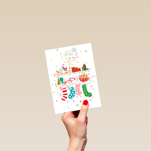 Kerstkaart turnowsky kerstsokken kerstman