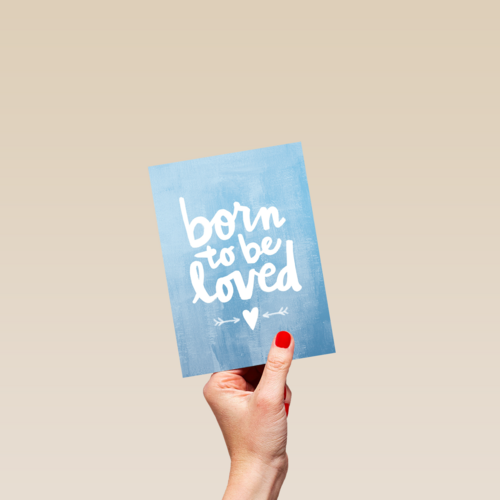geboortekaartje born to be loved blauw