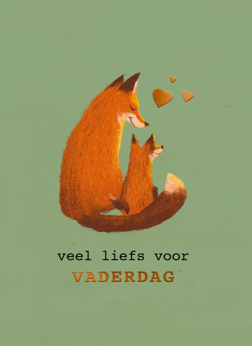 Houten Kaart Vaderdag | Hallmark | Houten Kaart Hallmark | Vaderdag | 2 Vosjes Veel Liefs Voor Vaderdag