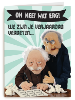 verjaardag te laat kaart muppets waldorf statler
