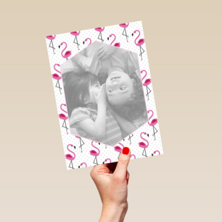 fotokaart staand flamingo blanco