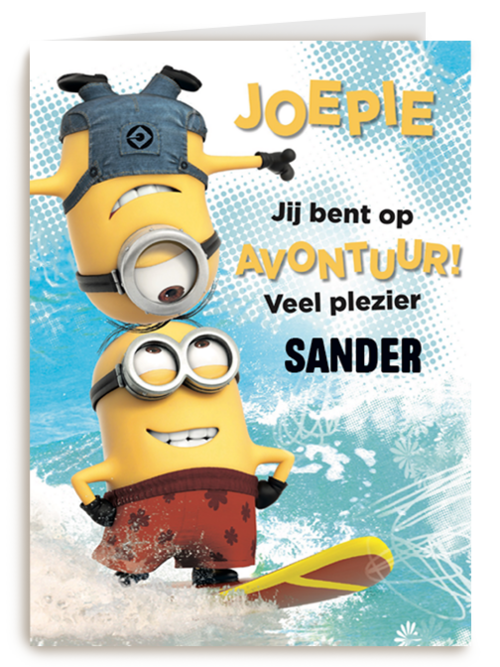 op kamp kaart met coole minions