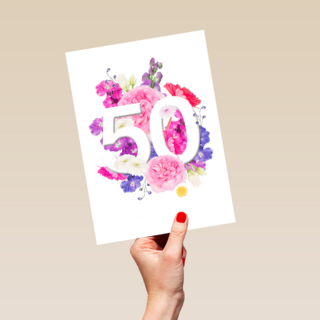 Verjaardagskaart 50 bloemen