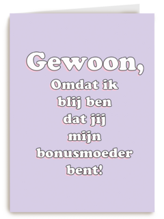 moederdag kaart hip blij dat jij mijn bonusmoeder bent