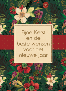 Kerstkaart Fijne kerst bloem