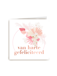 verjaardag kaart stijlvol bloemen van harte gefeliciteerd