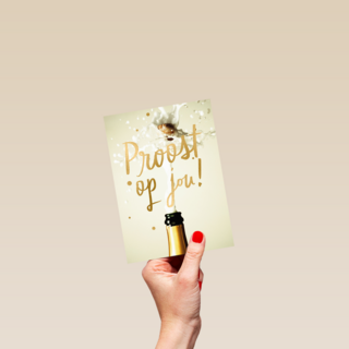 Felicitatie kaart man vrouw champagne proost op jou