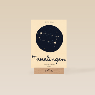 verjaardag kaart sterrenbeeld tweelingen