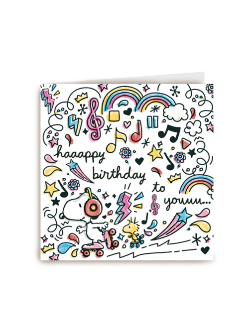 Verjaardagskaart tiener meisje Snoopy doodles