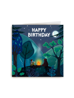 Verjaardagskaart man tiener jongen kampvuur Happy Birthday