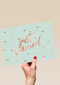 just married with metallic text